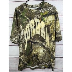 Jordan Realtree APX Camo T-Shirt Mens Medium Green Brown Jumpman Logo Tee